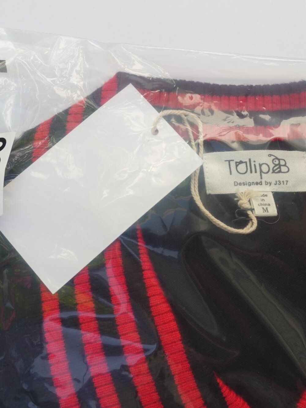 Tulip B Women's Short sleeves TOP Retro style in Black with red Stripes size M - Picture 9 of 9